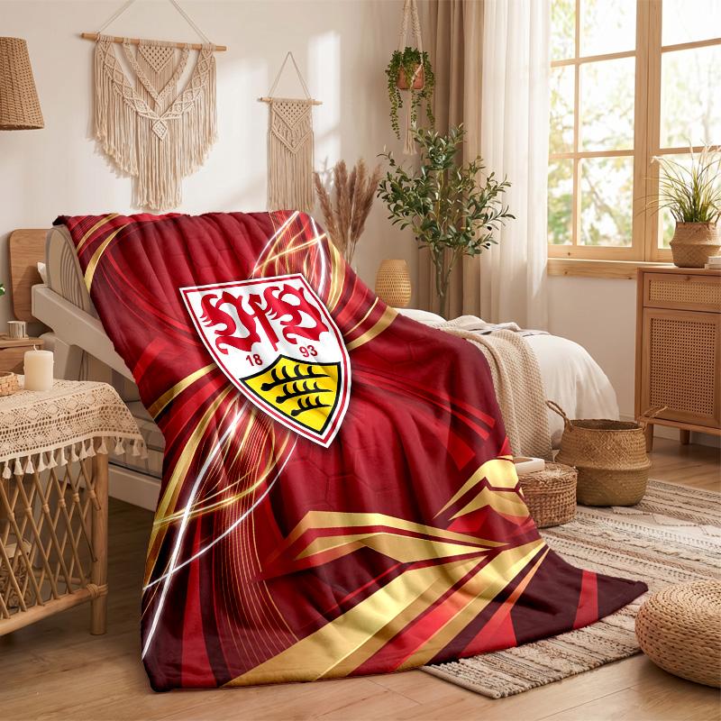 Coperta in Flanella con Stampa Calcio VfB Stuttgart Morbida Calda Coperta da Divano/Letto per Casa Ufficio Camera da Letto