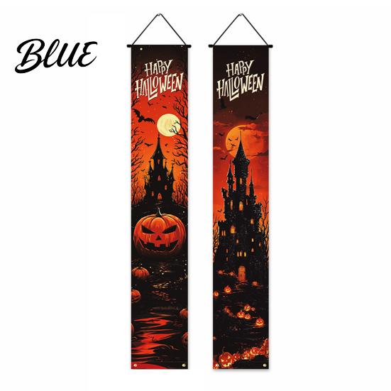 Durable Fabric Banner Halloween Porch Sign Banner Pumpkin Ghost Party Awning Hanging Wall Festive Home Decor Door Decoration Front Wreath Yard