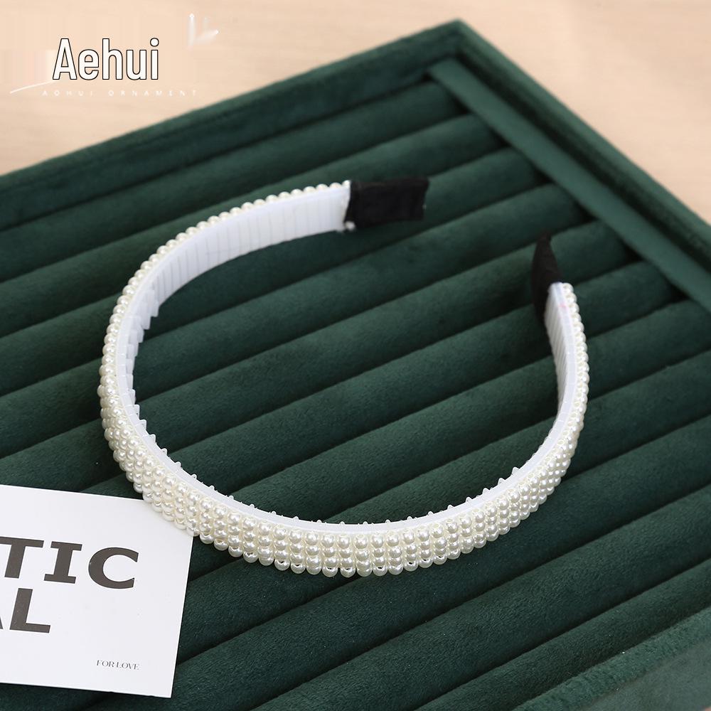 Handwoven Faux Pearl Headband & Bow Hair Clip Set for Brides