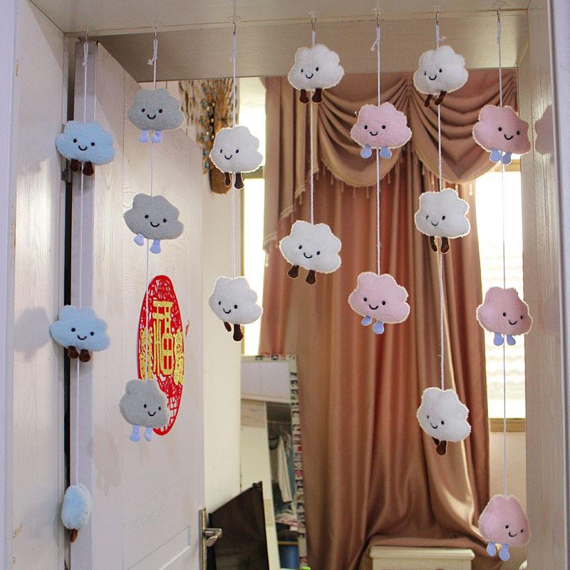 Plush Cloud Brooch: Children’s Ornament with Pompom & Wind Chime for Classroom or Nursery Decor