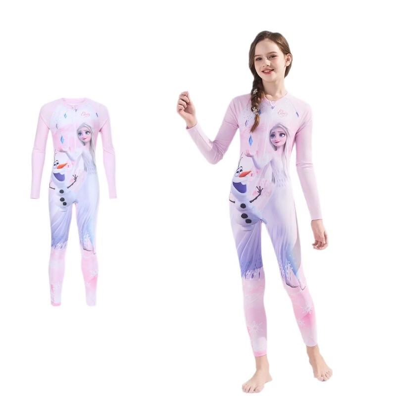 Disney Girls' D36662S2F Long Sleeve One-Piece Swimsuit