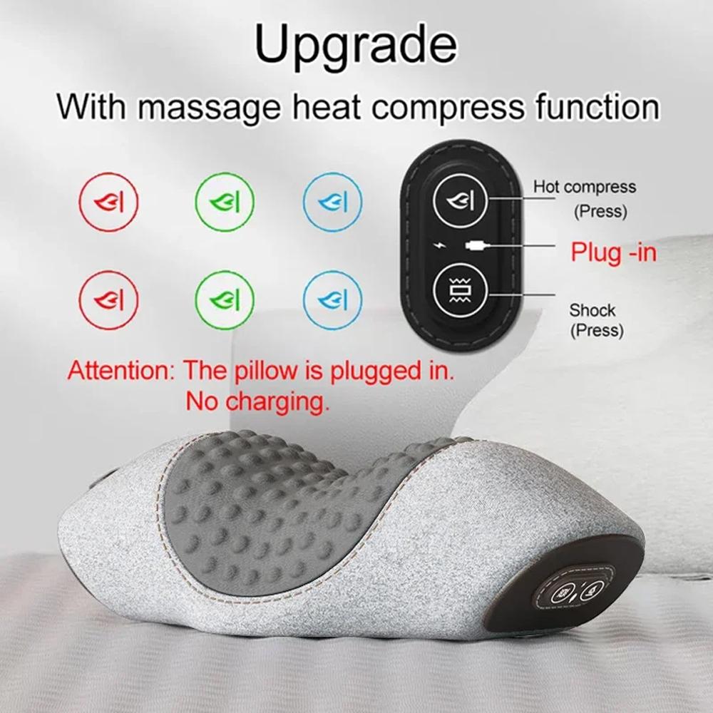 Massaggiatore elettrico per il collo Cuscino cervicale Riscaldamento Massaggio vibrante Trazione posteriore Rilassa il cuscino in memory foam per dormire Supporto per la colonna vertebrale
