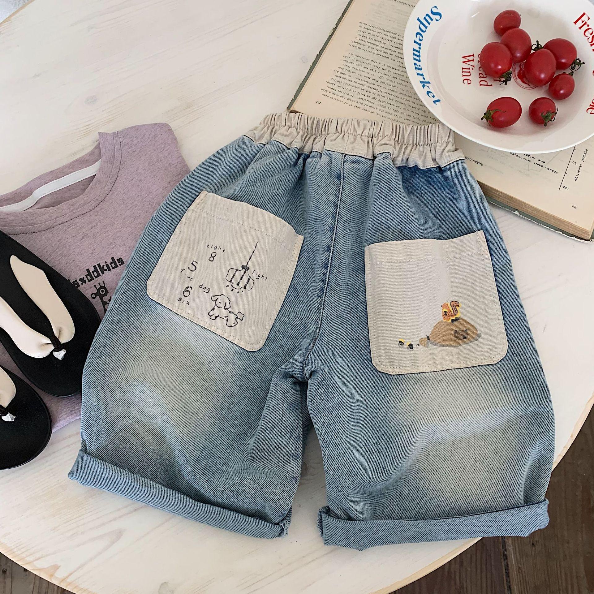 

Детские джинсы Bangcheng 2025 в стиле колор-блок: Модные летние шорты H0186 120 cm