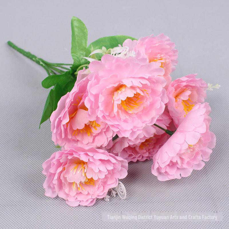 

Набор из 7 маленьких искусственных цветов пиона для украшения дома и улицы светло-розовый