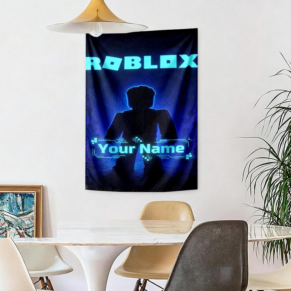 Roblox Customize Your Name Tapestry Aesthetic Wall Tapestry Machine Washable Suitable for Living Room All-Season Use Unique Gift for Family Friends