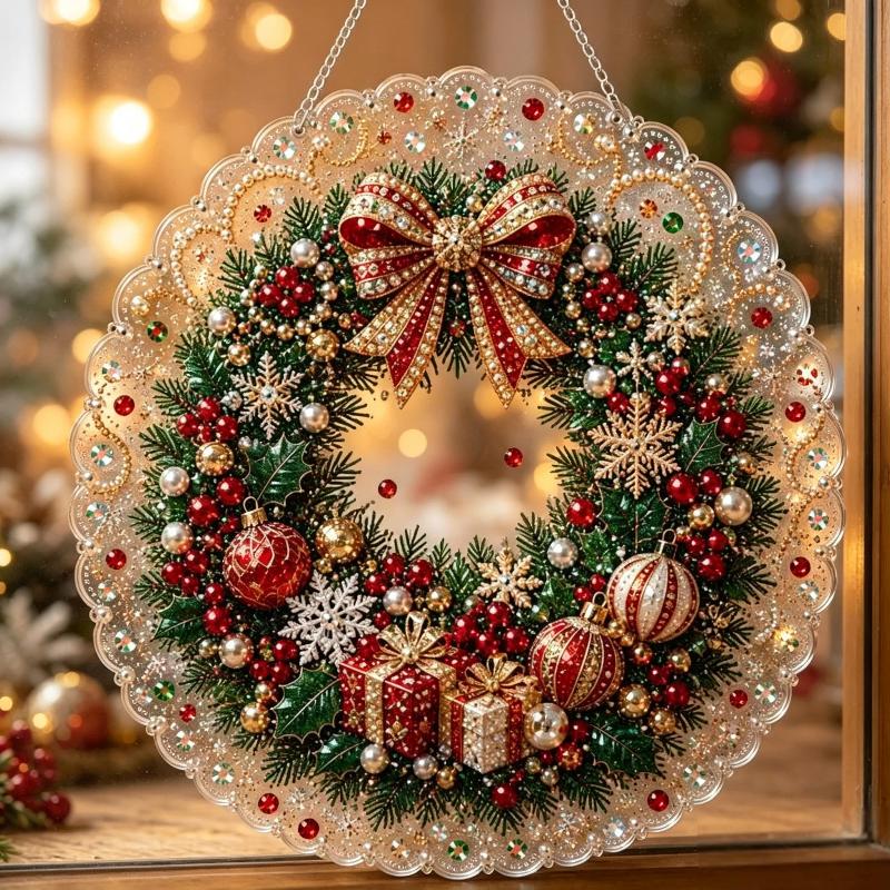 1 sada Kovový řetízek 3D Perlové korálky různých velikostí Řemesla Vánoční Perlové Kamínkové Malování Suncatcher Sada DIY Řemeslo Slavnostní Dekorace