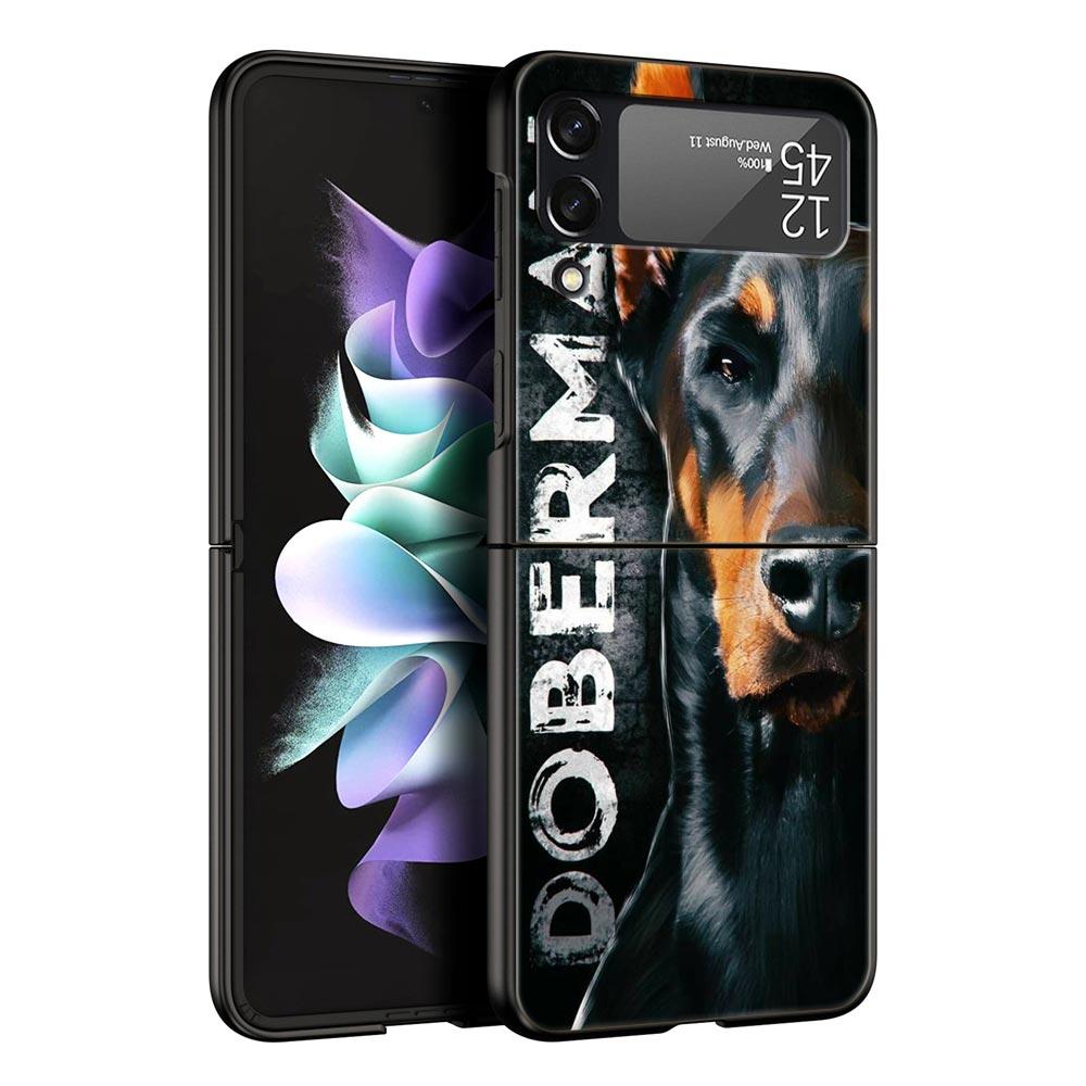 Doberman Dog Hard PC Phone Case For Samsung Galaxy Z Flip 7 6 5 4 Black Cover For Galaxy Z Flip 3 Foldable Fundas Shell Capa Bag