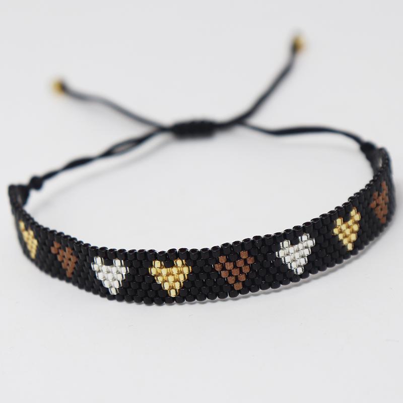 Braccialetto Boemo Fatto a Mano con Perline Miyuki per Donna – Gioiello Regolabile Multicolore con Design a Cuore, Accessorio con Perline Artigianale
