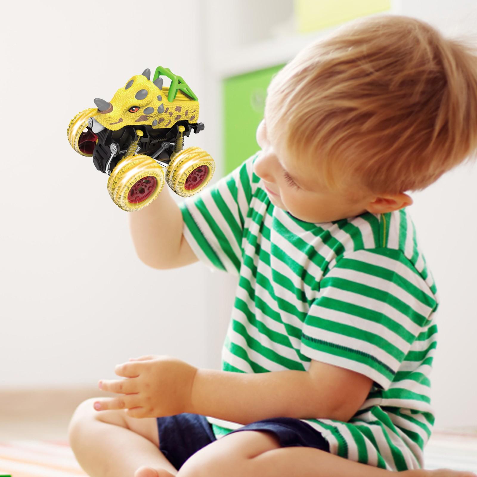 

Детская маленькая игрушка мультфильм динозавр трюковый двухместный внедорожник автомобиль One Size жёлтый