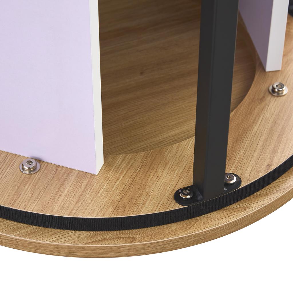 Round MDF Dining Table, 100 Cm, 4-6 People, Light Wood Look 4-Piece Top, Cylindrical Pedestal