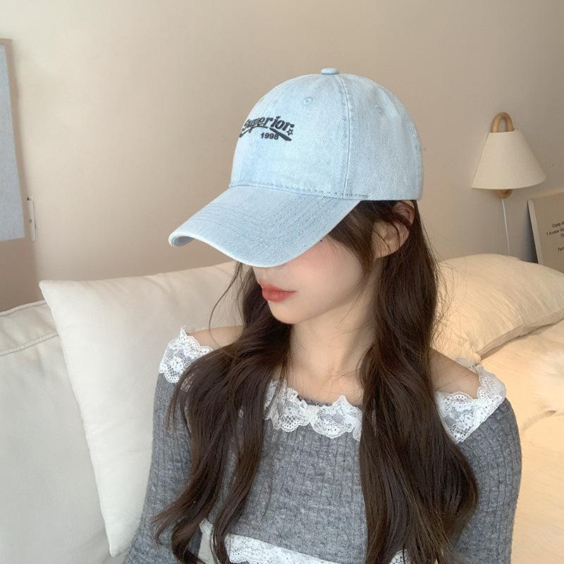 Washed Denim Black Baseball Cap Women's High Quality Baseball Cap Korean Style Trendy Face Slimming Sun Protection Baseball Cap Men