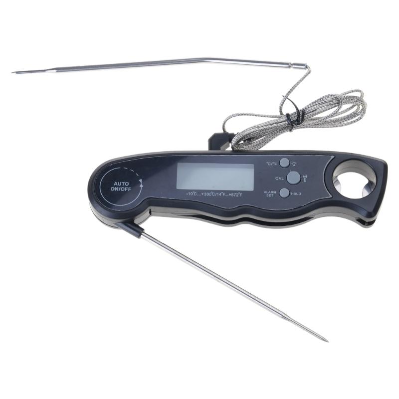 Brief Flexible BBQ Thermograph Twin Wear Resistant Probes Instantaneous Read LCD Screen for Outdoor Cooking