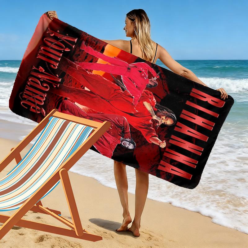 Name Custom Rihanna Savage Print Beach Towel, Large Soft Quick Dry Towel for Beach Camping Swimming