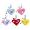 Handmade Knitted Keychain Handwoven Heart with Button Bowknot Pendant Keyring