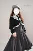 Jundakara Elegant Vest Dress and Coat Long Removable Ribbon and High French Girly Student XL Cape-Style Set, Sleeves, Ruffles, A-Line, Waist,