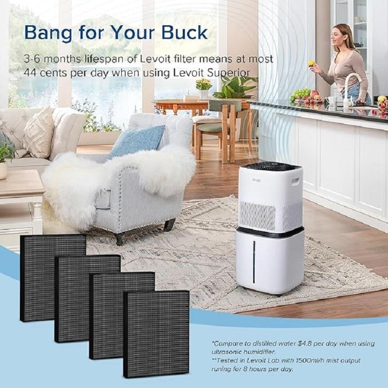 4 Pcs Replacement Filters For LEVOIT Superior 6000S Smart Evaporative Humidifier, Captures Large Particles & Minerals