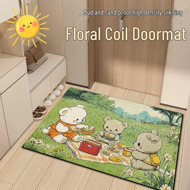 

Dirt & Wear-Resistant Cartoon Pet Doormat: Thick Silk Ring Design, Cut-to-Fit Entry Mat 40x60CM