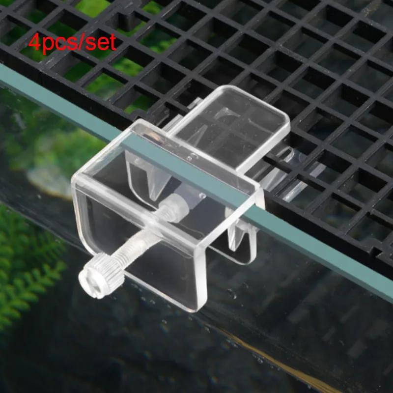 

4pcs/set Aquarium Anti Jump Cover Plate Fixed Clip Acrylic Aquarium Plate Holder Mount Bracket Fish Tank Cover Clamp Accessories