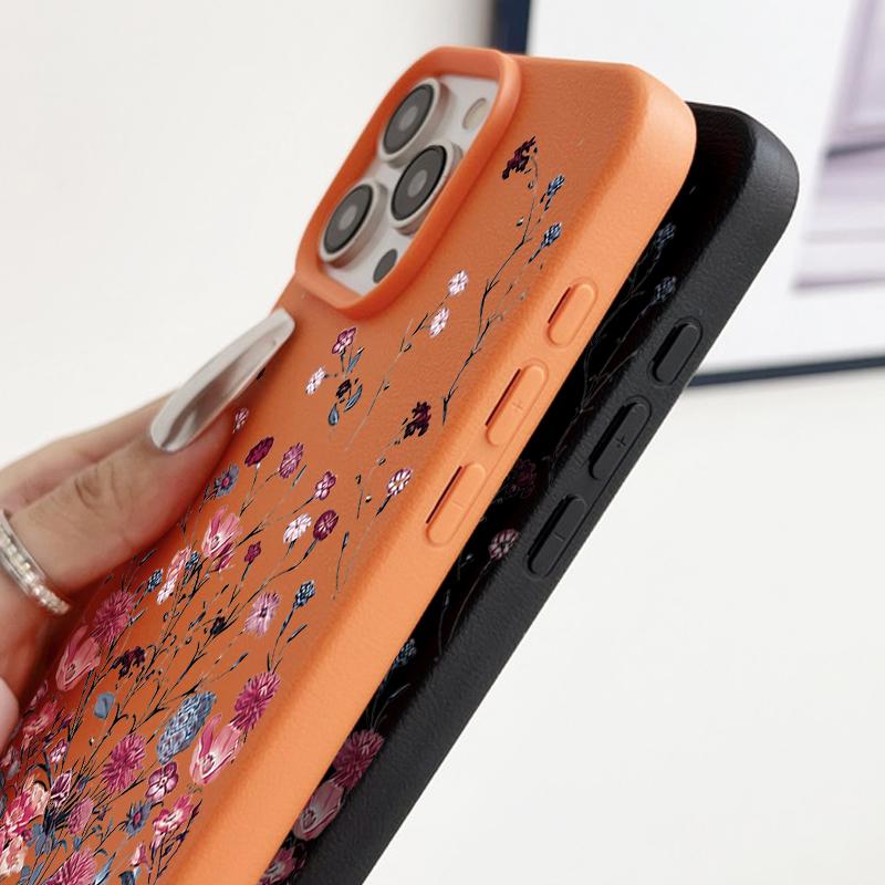 Little Flowers Printed Leather Texture TPU Case For iPhone 17 17e 16e 16 15 Pro Max 14 13 12 Pro Max 11 Air Silicone Phone Cover