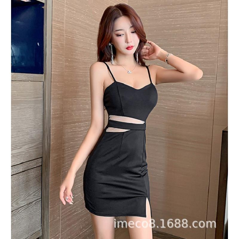 Women's Live Streaming Host  New Sexy Suspender Tight Slanted Shoulder Short Dress Night Temperament Thin Dress