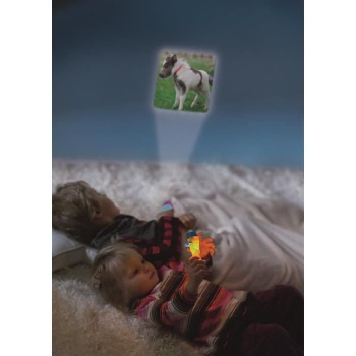 Lampe de poche - Moses - Projection chevaux - 11,7 cm - 24 images - Bleu/Rose