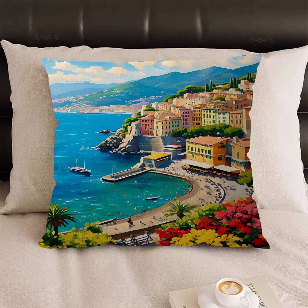 

Landscape Art Amalfi Italian Pillow Cover Design cushion Cover decor Holiday Decorati 22x22Inch