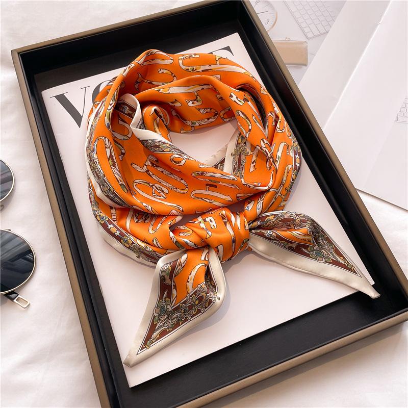 Korean Thin Narrow Ribbon Angled Scarf With Temperament Fashionable Women's Headscarf Small Decoration Versatile Spring Autumn