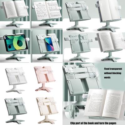 Soporte para libros de altura ajustable, soporte de lectura con clip para páginas, atril plegable para libros de texto, partituras, tableta