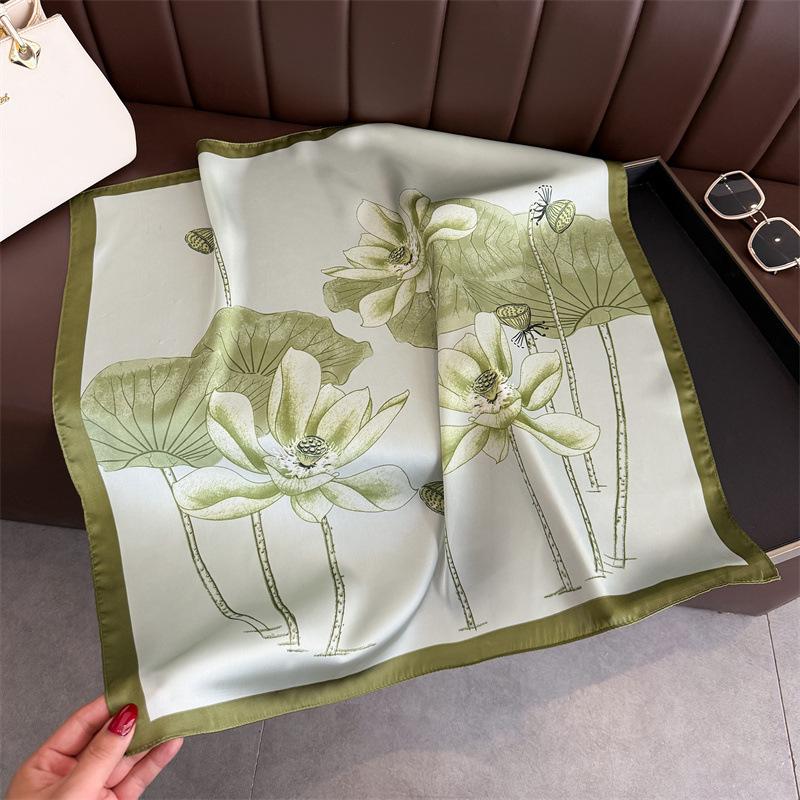 New Luxury  Silk Square Scarf Women Neck Summer Beach Hair Bandana Headkerchief Shawl Wrap Hijab Echarpe