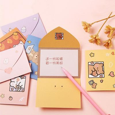 Cute Birthday Blessing Thank Letter Paper Envelope Card Cute Bear Rabbit Postcard Greeting Card Merry Christma Gift Decoration