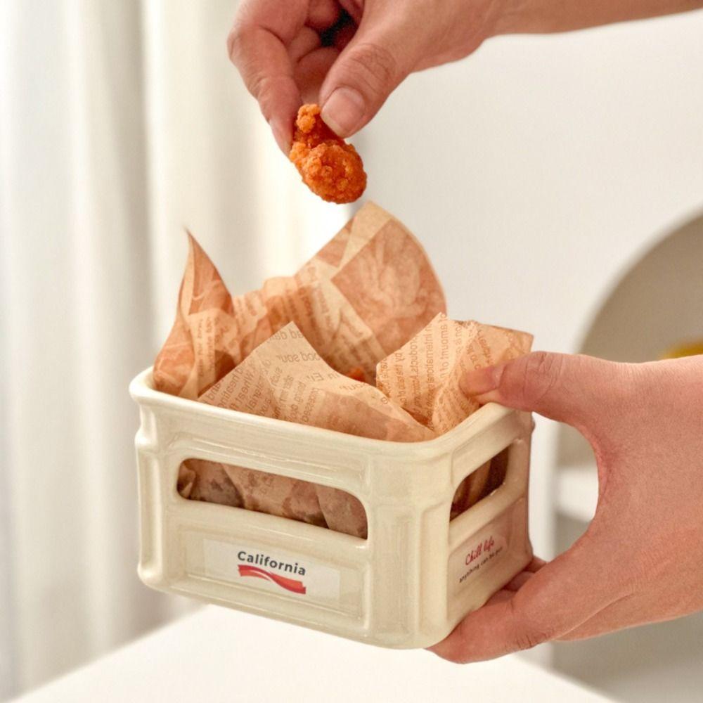 

Durable Ceramic Snack Bowl Creative French Fries Basket Mini Storage Basket Home