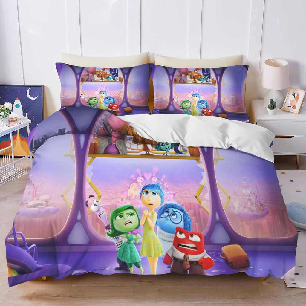 Inside Out Anime Home Bedroom Comforte Nordic polyester material suitable for children and adults 3-piece set