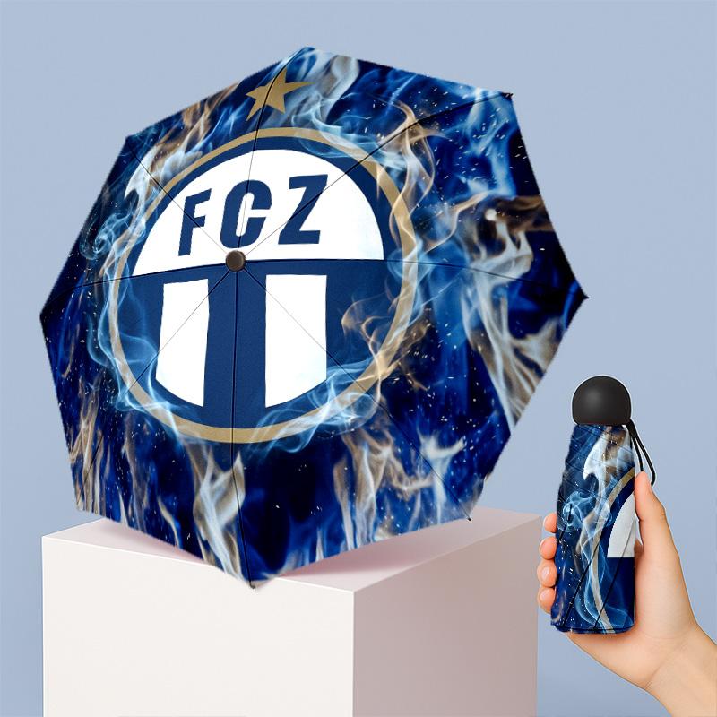 FC Zürich Mini Ombrello Tascabile Pieghevole 5 Pieghe Compatto Leggero Anti UV Protezione Pioggia Sole Ombrello Portatile da Viaggio