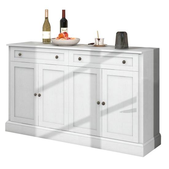 Kitchen Cabinet with 4 Doors 2 Drawers High Capacity Wood Coffee Bar Storage Cabinet Dining Room Furniture