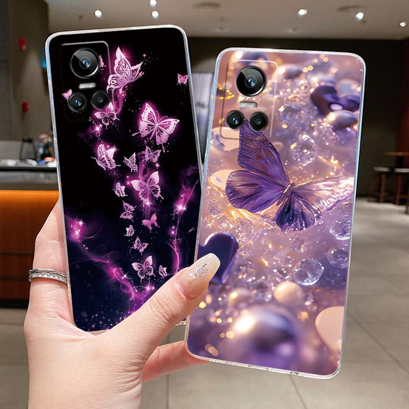 Case For Realme GT Neo 3 5G Neo3 150W Neo 5 240W GT3 Capa Flower Butterfly Phone Cases Soft Silicone Transparent TPU Jelly Cover