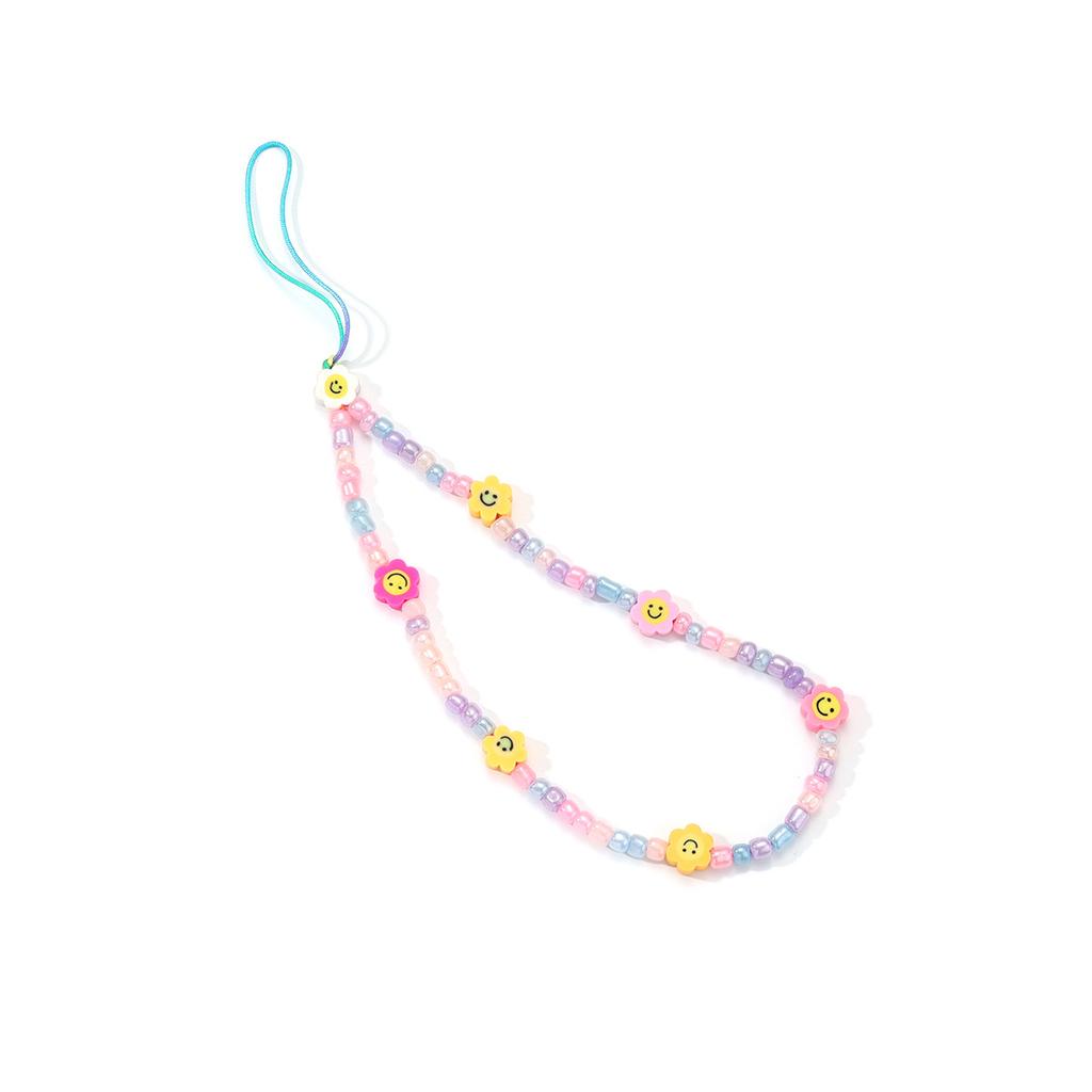 Creative handmade colored acrylic beaded mobile phone chain ins personalized soft pottery wrist anti-loss pendant pendant