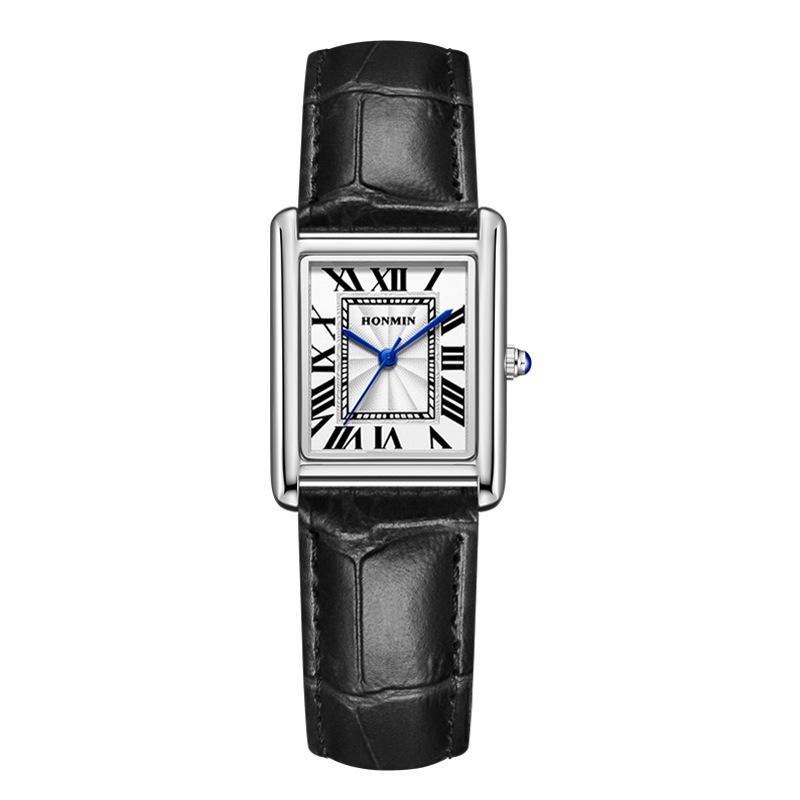 Leather Strap Square Quartz Couple Watches: Waterproof, Simple, Fashionable Design for Men and Women
