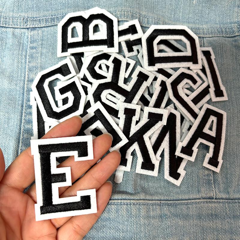 26pcs A -Z English Letter Embroidered Patches Jersey Uniform Hats Jeans Embroidery Diy Iron On Patches For Clothing Sew Stickers 