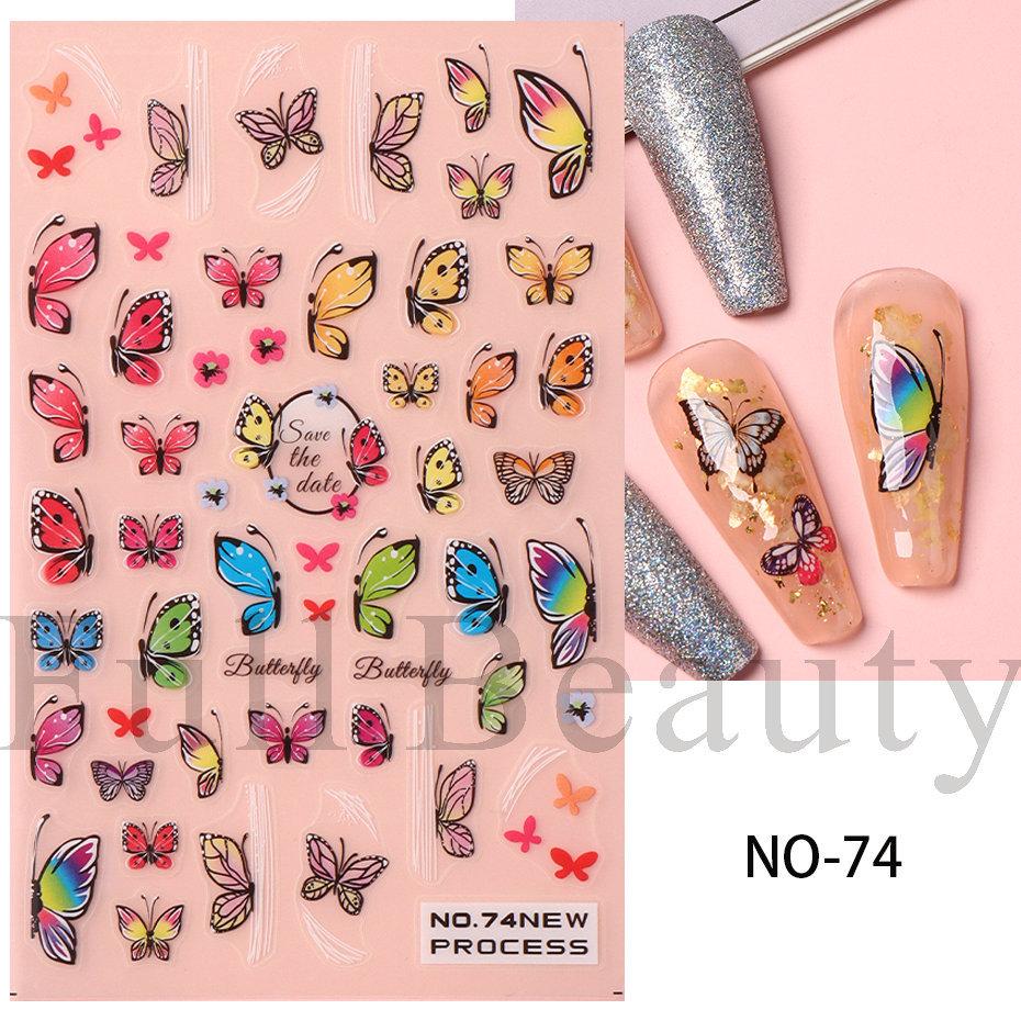 Nail Art Stickers Ins Spring Small White Flower Sunflower Butterfly Tough And Thin Series Adhesive Nail Stickers
