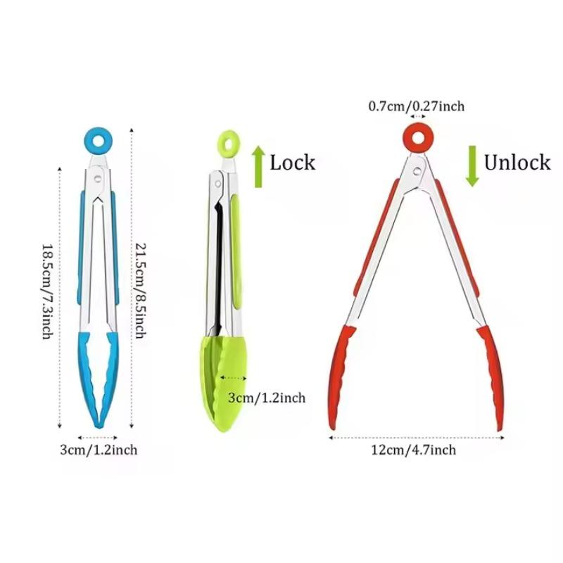 Anti-slip Kitchen Tongs BBQ Stainless Steel Silicone Tip Salad Bread Serving Tool Non-Stick Kitchen Barbecue Food Clamp