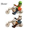 Halloween Atmosphere Prop Skeleton Riding Motorcycle Figurine, Gothic Spooky Statue for Home Theme Decor Garden, Resin Biker Skull Desk Shelf, Unique