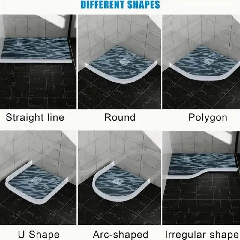 1/2M Bathroom Water Stopper Silicone Retaining Strip Water Shower Dam Flood Barrier Dry And Wet Separation Blocker Accessories