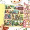 Kawaii 2.5D Landscape Sticker Multicolor Cartoon Pattern Scene Sticker Apartment Pink Hotel Scenery Sticker Set