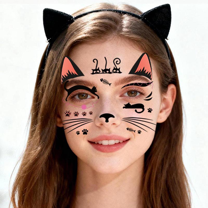 Face Tattoo Sticker Temporary Tattoo Cat For Women Temporary 7 Sheets/Set Party Decoration Waterproof  Home