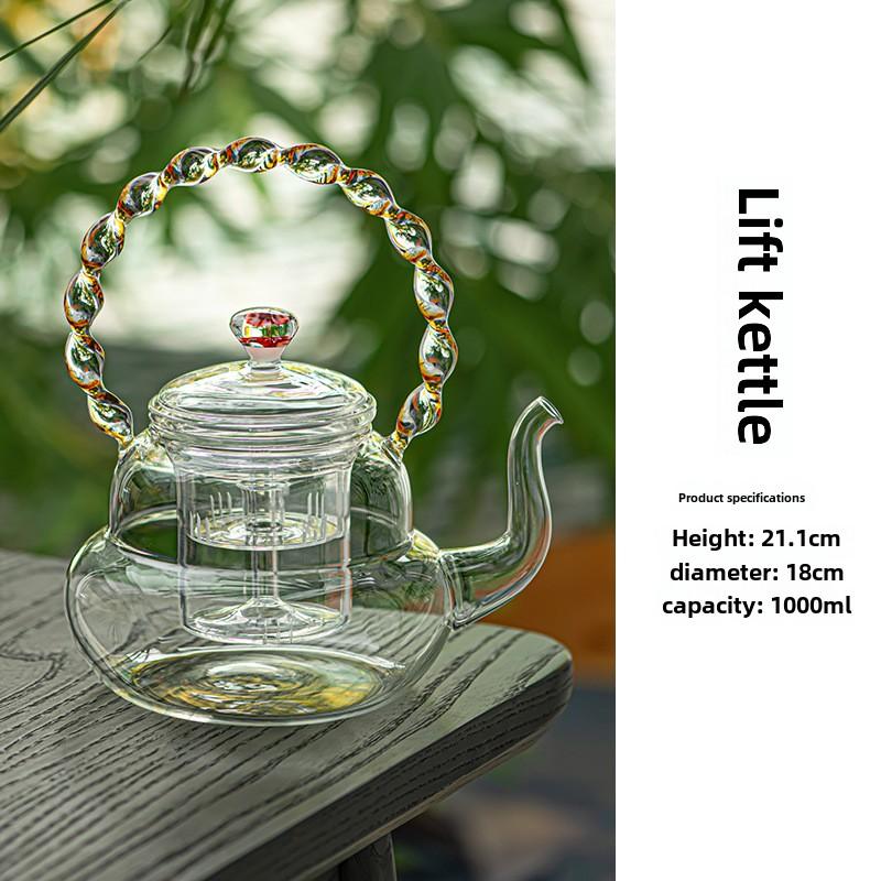 

High Borosilicate Glass Beam Pot Steaming Teapot High Temperature Resistant Kettle Large Capacity Tea Making Pot Tea Infuser