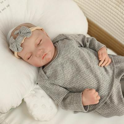 Păpușă pentru nou-născut Levi Reborn de 48 cm, silicon moale, flexibil, nuanță pielii 3D, cu vene vizibile, vopsea manuală, păpușă de păr