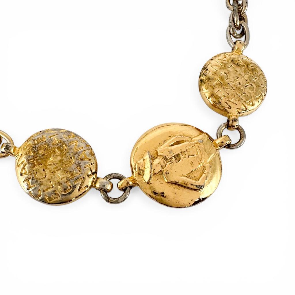 Chanel Mademoiselle L Logo, 9-link Necklace Gold Women Used