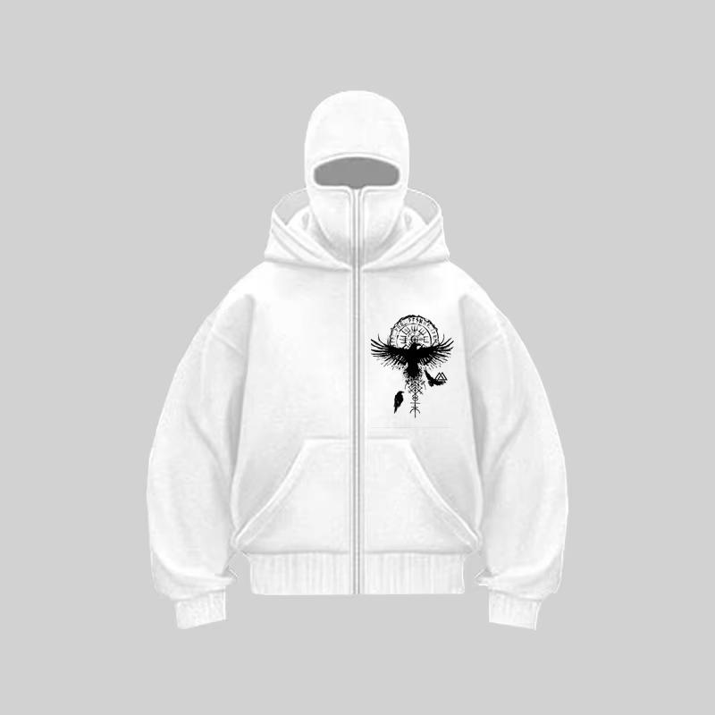 Herren-Sturmhaube mit Reißverschluss, Winter-Sweatshirt mit Kapuze, Gesichtsmaske, Reißverschluss-Design, Sportjacke, Outdoor-Aktivitäten