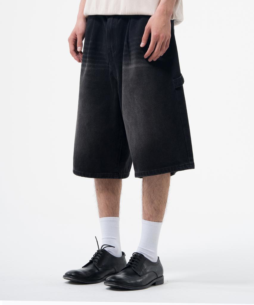 Descheuis Everyday Single-Pleat Carpenter Bermuda Denim Pants Black (Type A)