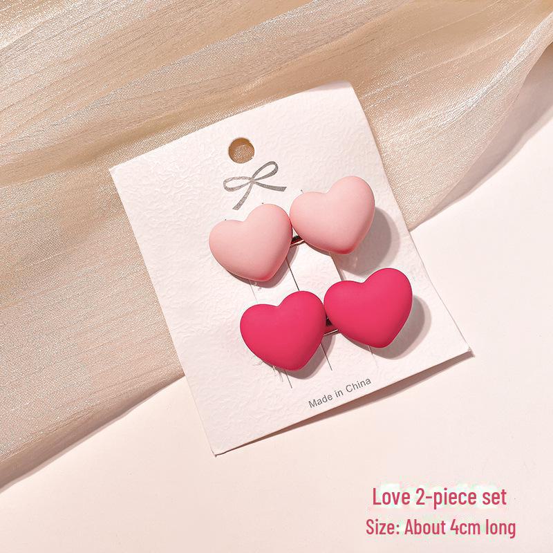 2023 Pink Love Dopamine Hairpin for Women: Trendy Bangs Duckbill Clip